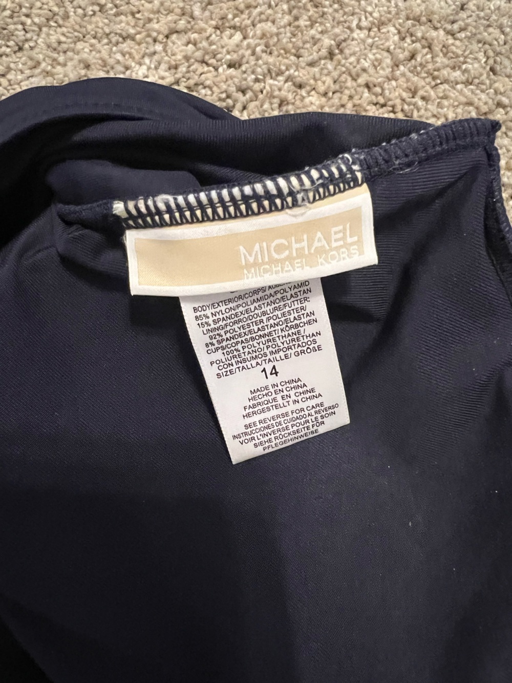 Michael Kors Navy One-Piece Swimsuit with Tie Front - Picture 2 of 5